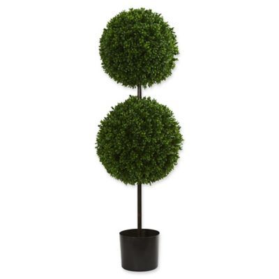 Nearly Natural 14-Inch Boxwood Double Ball Artificial Topiary Tree in Green | Bed Bath & Beyond | Bed Bath & Beyond