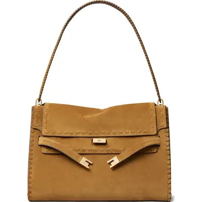 Tory Burch Large Lee Radziwill Suede Shoulder Bag in Warm Teal at Nordstrom | Nordstrom
