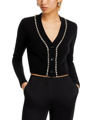 V Neck Cardigan with Rhinestone Trim - Exclusive | Bloomingdale's (US)