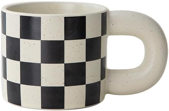 Chubby Tea Coffee Mug 300ml 10oz Round Handle Unique (Checkered) | Amazon (US)
