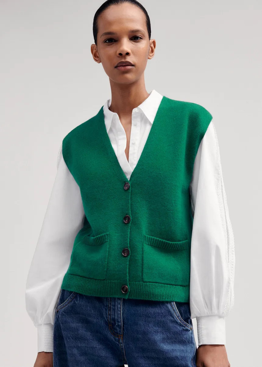 Merino Cashmere V-Neck Sweater Vest | ME+EM US