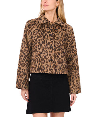 Vince Camuto Women's Animal-Print Oversized Button-Down Collared Jacket - Macy's | Macy's