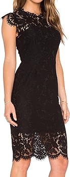 MEROKEETY Women's Sleeveless Lace Floral Elegant Cocktail Dress Crew Neck Knee Length for Party | Amazon (US)