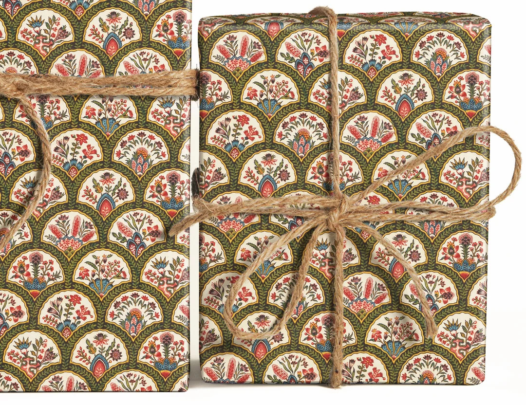 Vintage Flora French Textile Wrapping Paper, Vintage 18th Century Pattern Gift Wrap Sheets, Vinta... | Etsy (US)