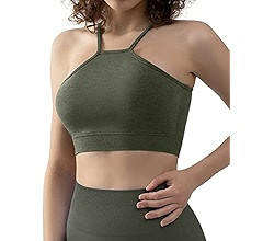 CELER Sports Bras for Women High Neck Low Impact Seamless Workout Yoga Gym Crop Top | Amazon (US)