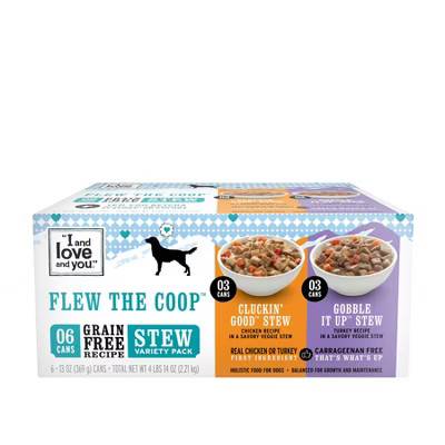 I and Love and You Multipack (Cluckin' Good Stew & Gobble it Up Stew) Chicken/Turkey Wet Dog Food - 13oz/6pk | Target
