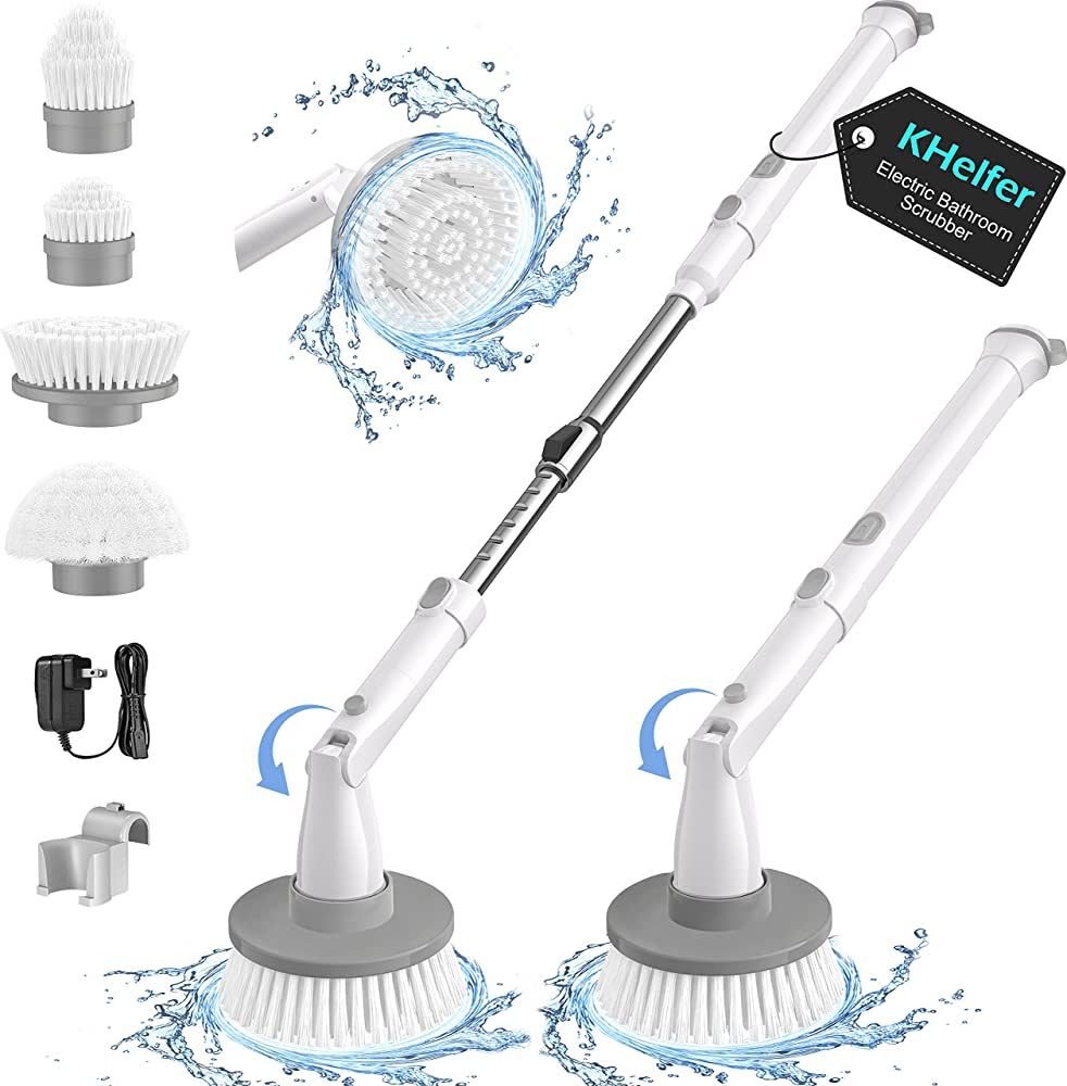 Electric Spin Scrubber, kHelfer KH8W Cordless Shower Scrubber with 4 Replacement Head, 1.5H Bathr... | Amazon (US)