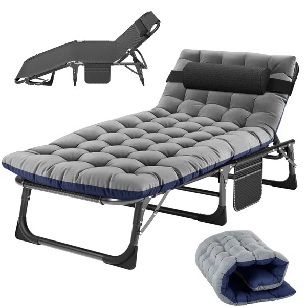 3 Styles, Portable Folding Cot, 5-Position Reclining Folding Chaise, 3 in 1 Folding Sofa Bed | Wayfair North America