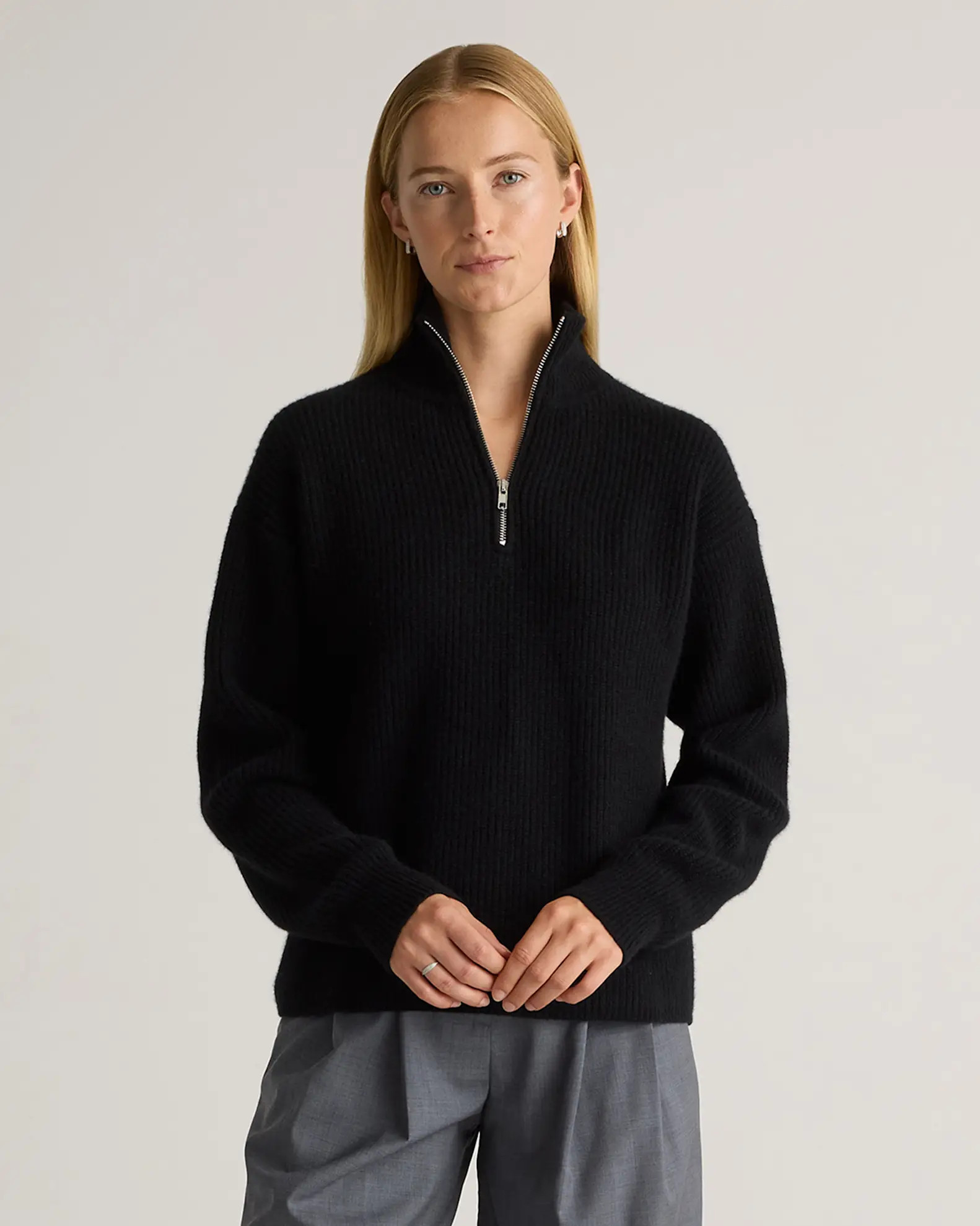 Mongolian Cashmere Fisherman Quarter Zip Sweater | Quince