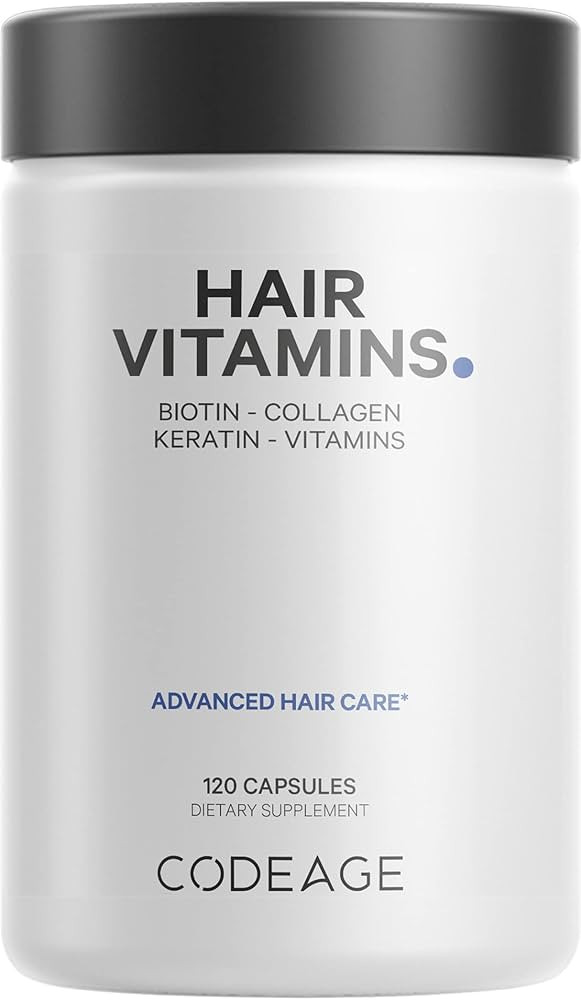 Codeage Hair Vitamins 10000 mcg Biotin, Keratin, Collagen, Vitamin A, B12, C, D3, E, Zinc, Inosit... | Amazon (US)
