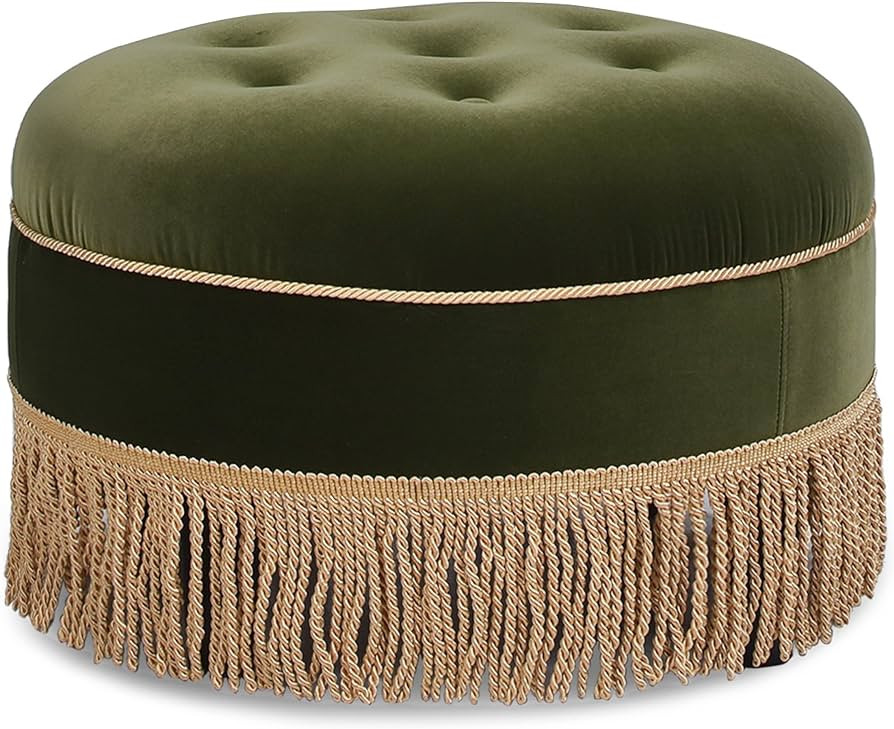 Jennifer Taylor Home Yolanda 24" Round Upholstered Accent Ottoman, Medium | Amazon (US)