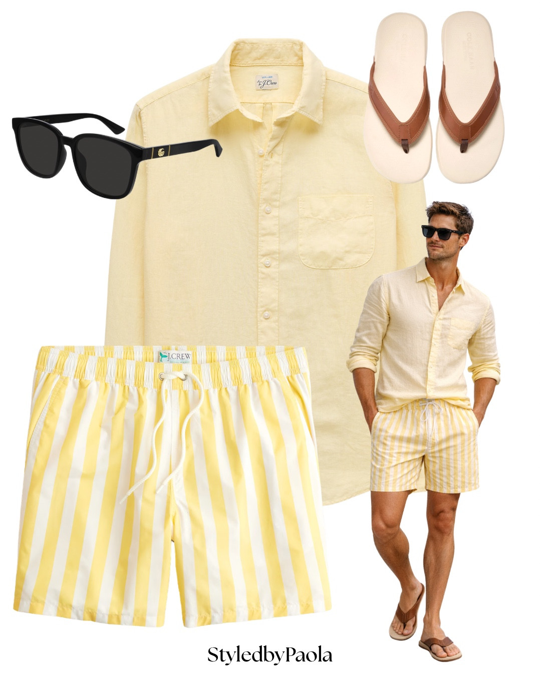 The easiest elevated summer outfit for men ☀️ A lightweight yellow linen shirt paired with striped swim shorts and neutral sandals for that effortless resort look. Perfect for vacation, beach days, or casual summer nights. Clean, minimal, and timeless with a luxury feel.

Shop the look below 👇🏻 💛

#LTKU #LTKSwim #LTKMens
