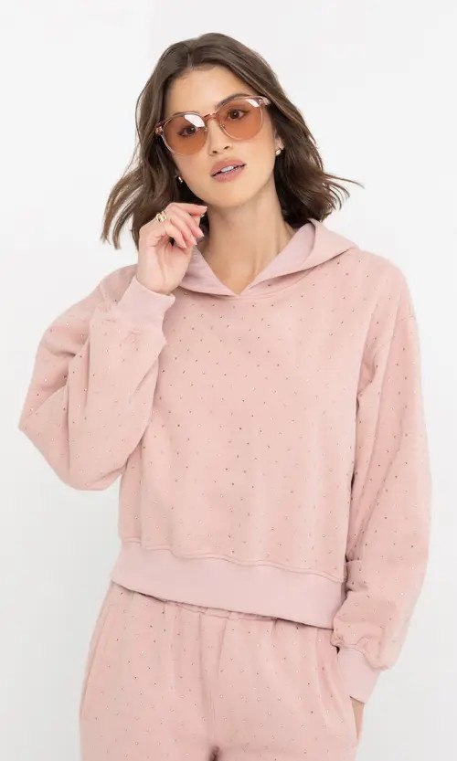 Generation Love Renae Crystal Hoodie in Dusty Pink at Nordstrom, Size Small | Nordstrom