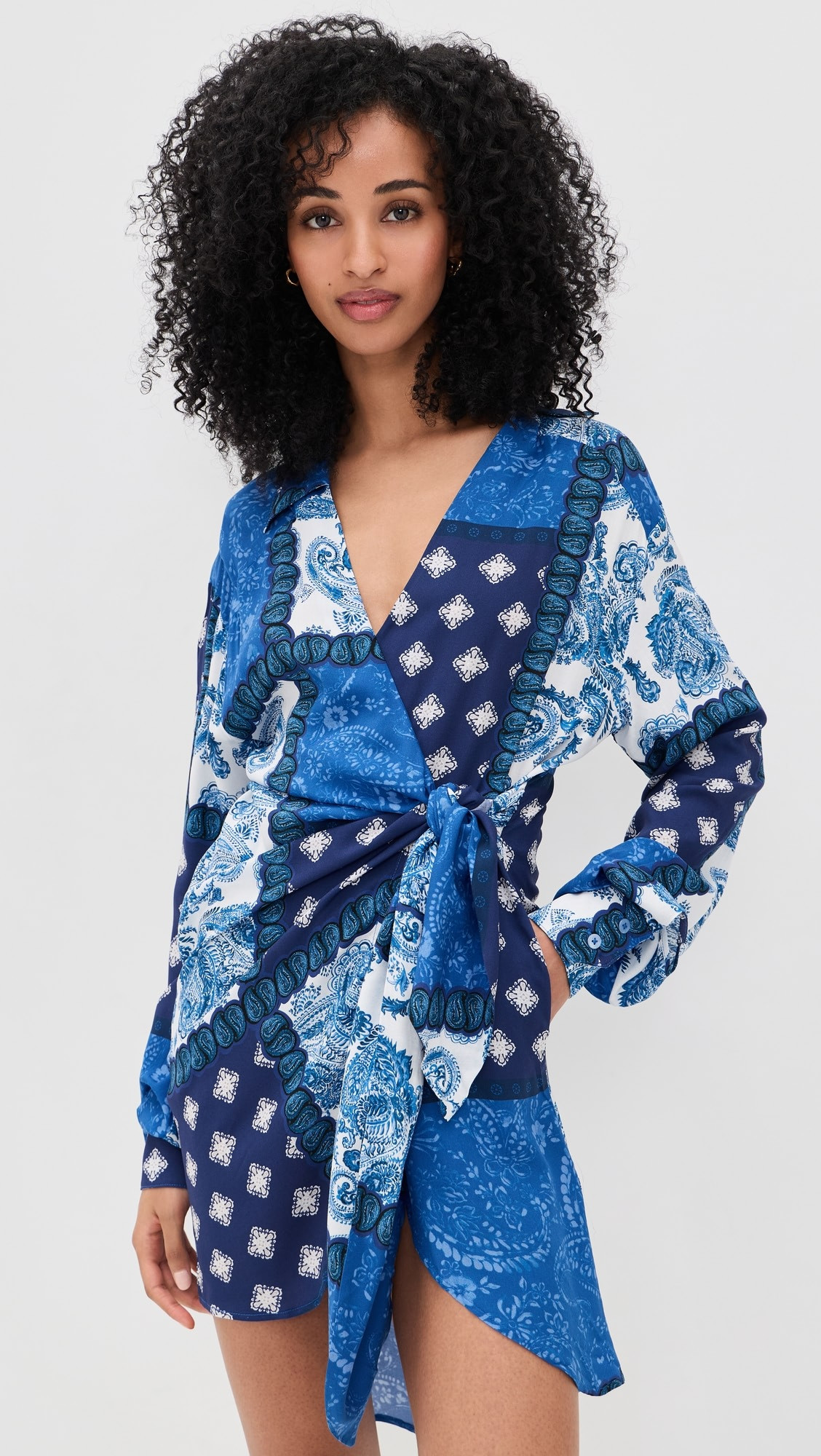 Midnight Paisley Wrap Mini Dress | Shopbop