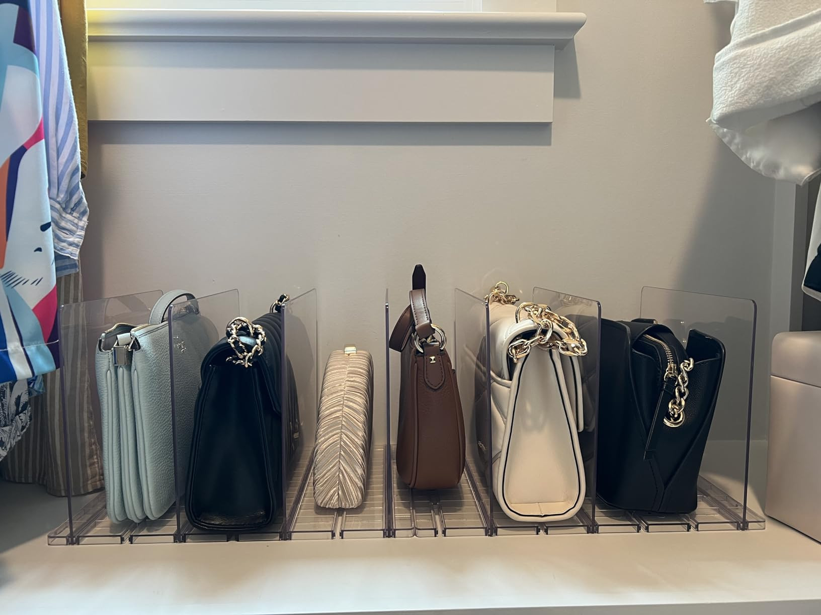 Purse Organizer for Closet, Adjustable Clear Shelf Dividers Purse Bag Divider for Closet Organize... | Amazon (US)