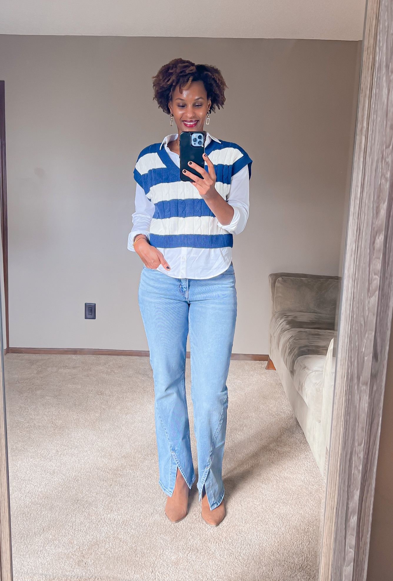 Found this great cropped sweater vest on clearance under $12. Other colors are available.

#LTKHoliday #LTKstyletip #LTKsalealert