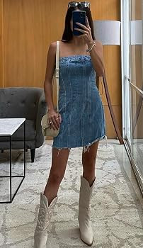 YELLOOP Y2k Mini Dress Denim Tube Dress for Women Trendy Club Dresses for Women Going Out Dresses... | Amazon (US)