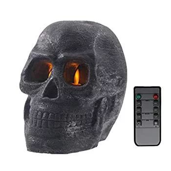 Real Wax Figural Skull Flameless Candles,Halloween LED Candles (Black) | Walmart (US)