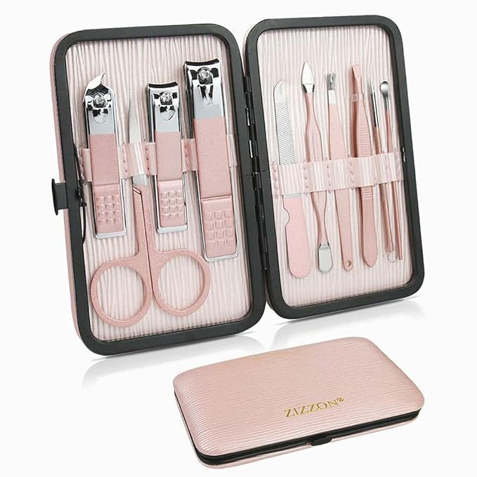 ZIZZON Travel Mini Manicure Set Nail Clipper Set 10 in 1 Stainless Steel Pedicure Care Grooming k... | Amazon (US)