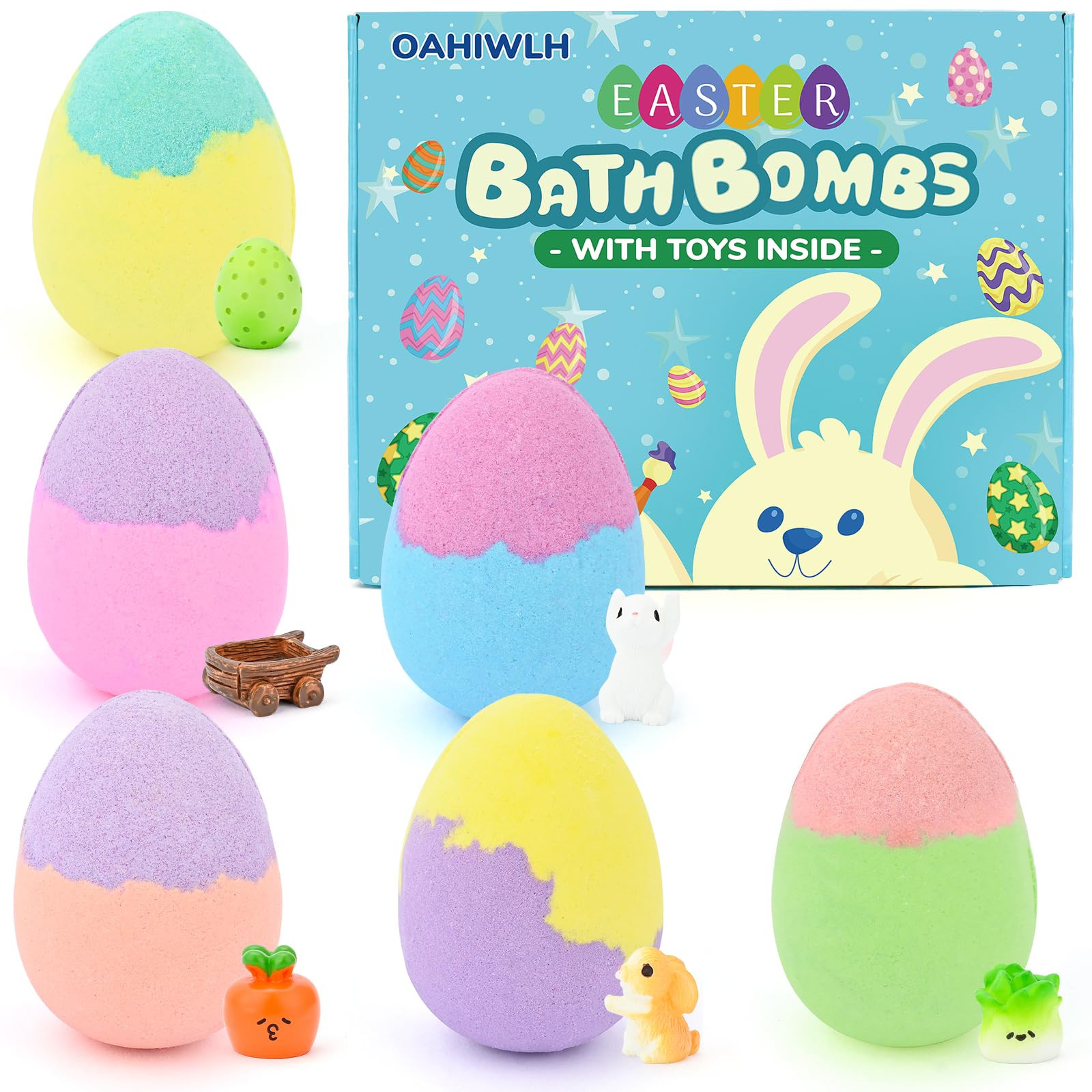 6 Pack Easter Bath Bombs Bubble with Easter Toys Inside, Easter Eggs Easter Basket Stuffers for K... | Amazon (US)