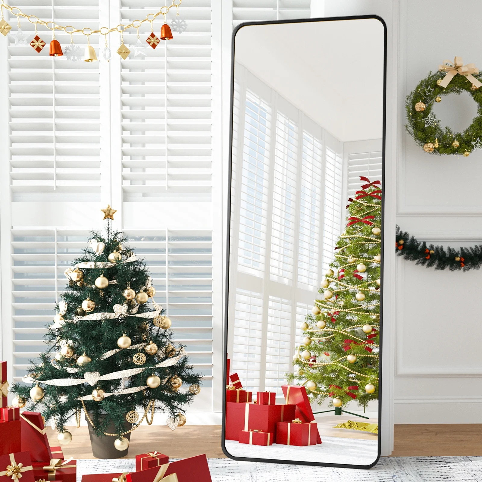 BEAUTYPEAK Full Length Mirror 21x64 Rectangle Floor Mirror with Rounded Corners,Black | Walmart (US)