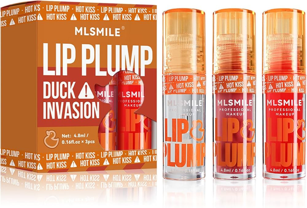 3 Colors Duck Lip Plumper Gloss, Glitter Shine Primer Lip Tint Korean Clear Plumping Lip Gloss, H... | Amazon (US)