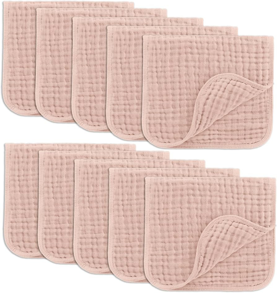 Comfy Cubs Muslin Burp Cloths 20" x 10", Pack of 10 - Large, 6-Layer, Ultra Absorbent 100% Cotton... | Amazon (US)