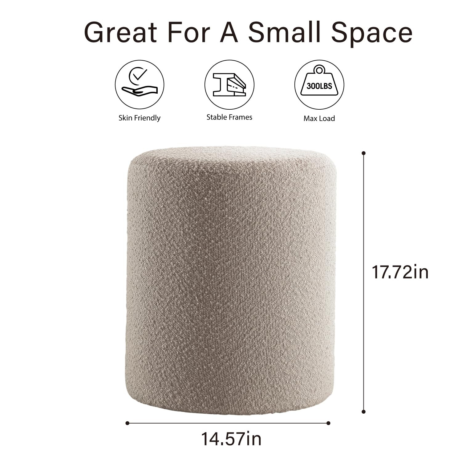 Amazon.com: Get Set Style Modern Round Ottoman with Soft Padded Seat, Multifunctional Vanity Chai... | Amazon (US)