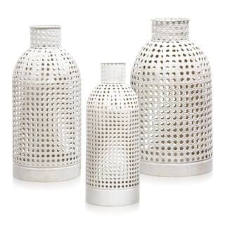 Larkspur Egg Shell White Metal Decorative Vase (Set of 3) | The Home Depot