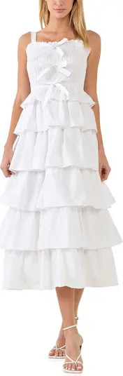 English Factory Smocked Ruffle Tiered Cotton Midi Sundress | Nordstrom | Nordstrom