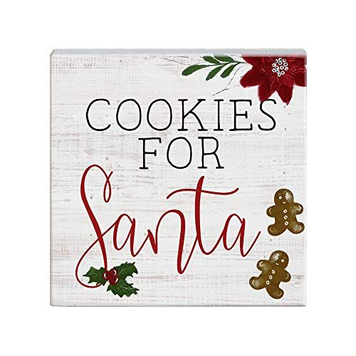 Sincere Surroundings "Cookies For Santa" Christmas Wood Sign White 5" x 5" x 1" | Walmart (US)