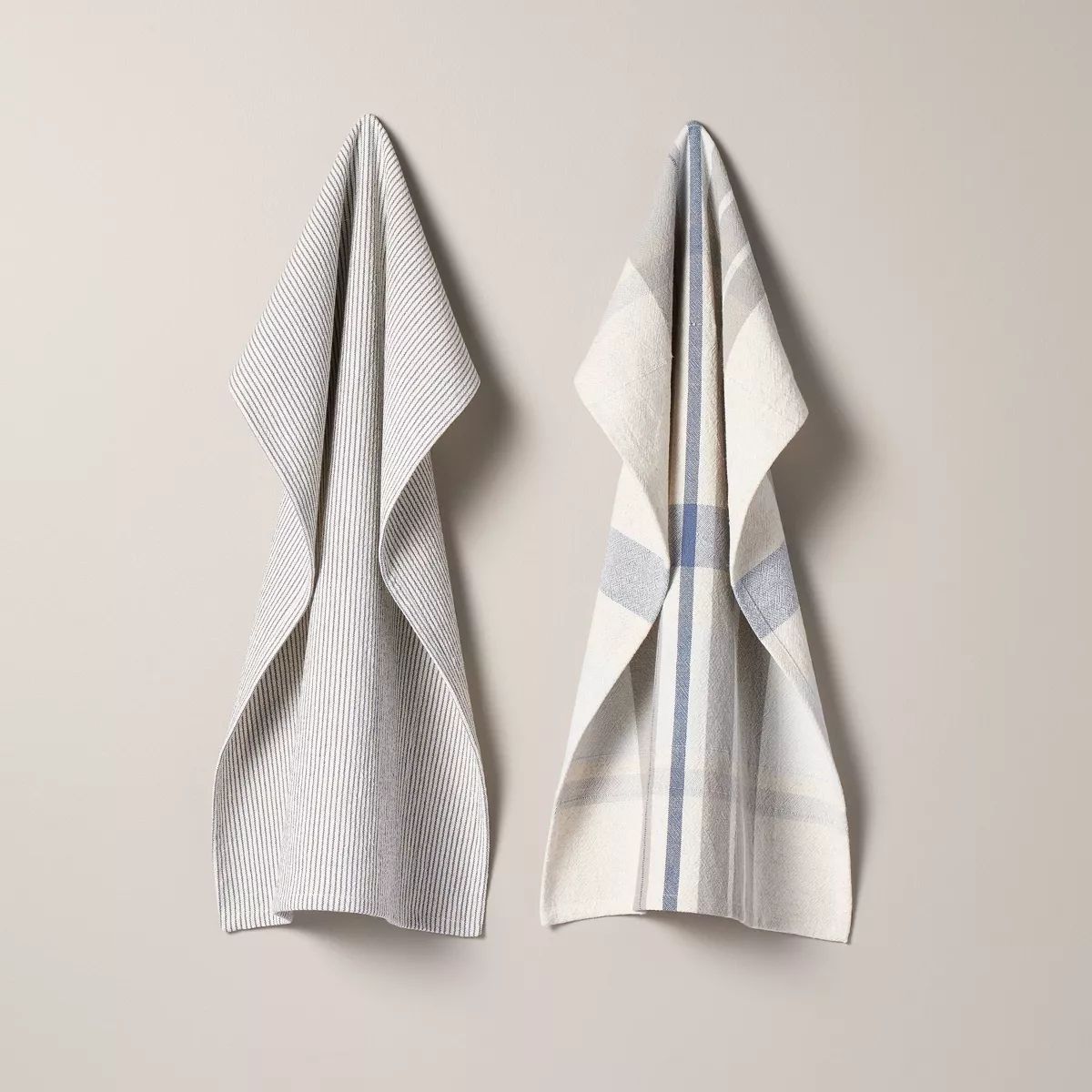 2ct Plaid & Stripe Kitchen Towels Blue/Gray/Cream - Hearth & Hand™ with Magnolia | Target