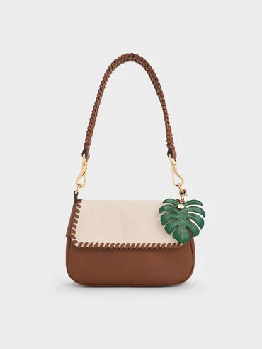 Taupe Blume Canvas Braided Shoulder Bag | CHARLES & KEITH | Charles & Keith CA