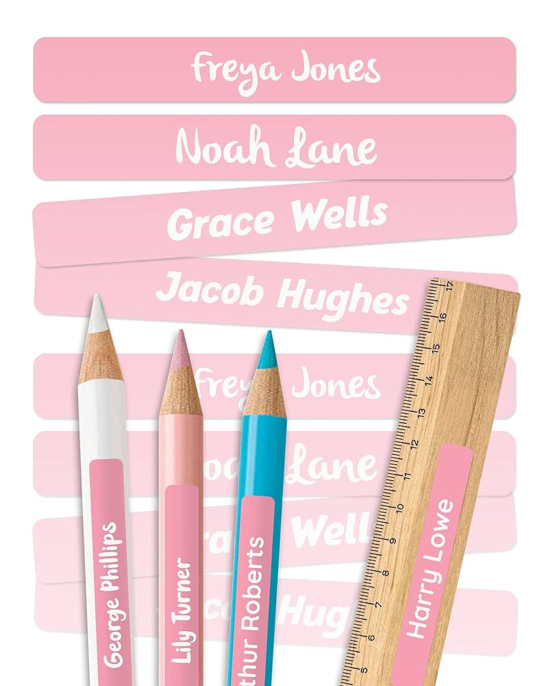 Personalized Kids Name Labels for Pencils Pink [75pcs] - Waterproof Name Stickers for School & Da... | Amazon (US)