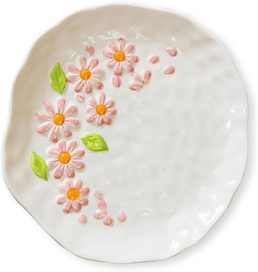 Peauley Handmade Irregular Embossed Floral Porcelain Plates for Snack, Dessert, Salad, Appetizer,... | Amazon (US)