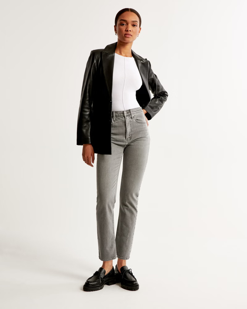 Ultra High Rise Ankle Straight Jean | Abercrombie & Fitch (US)