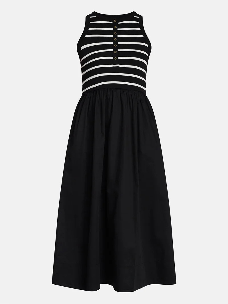 Time and Tru Women's Sleeveless Henley Midi Dress, Sizes XS-XXXL | Walmart (US)