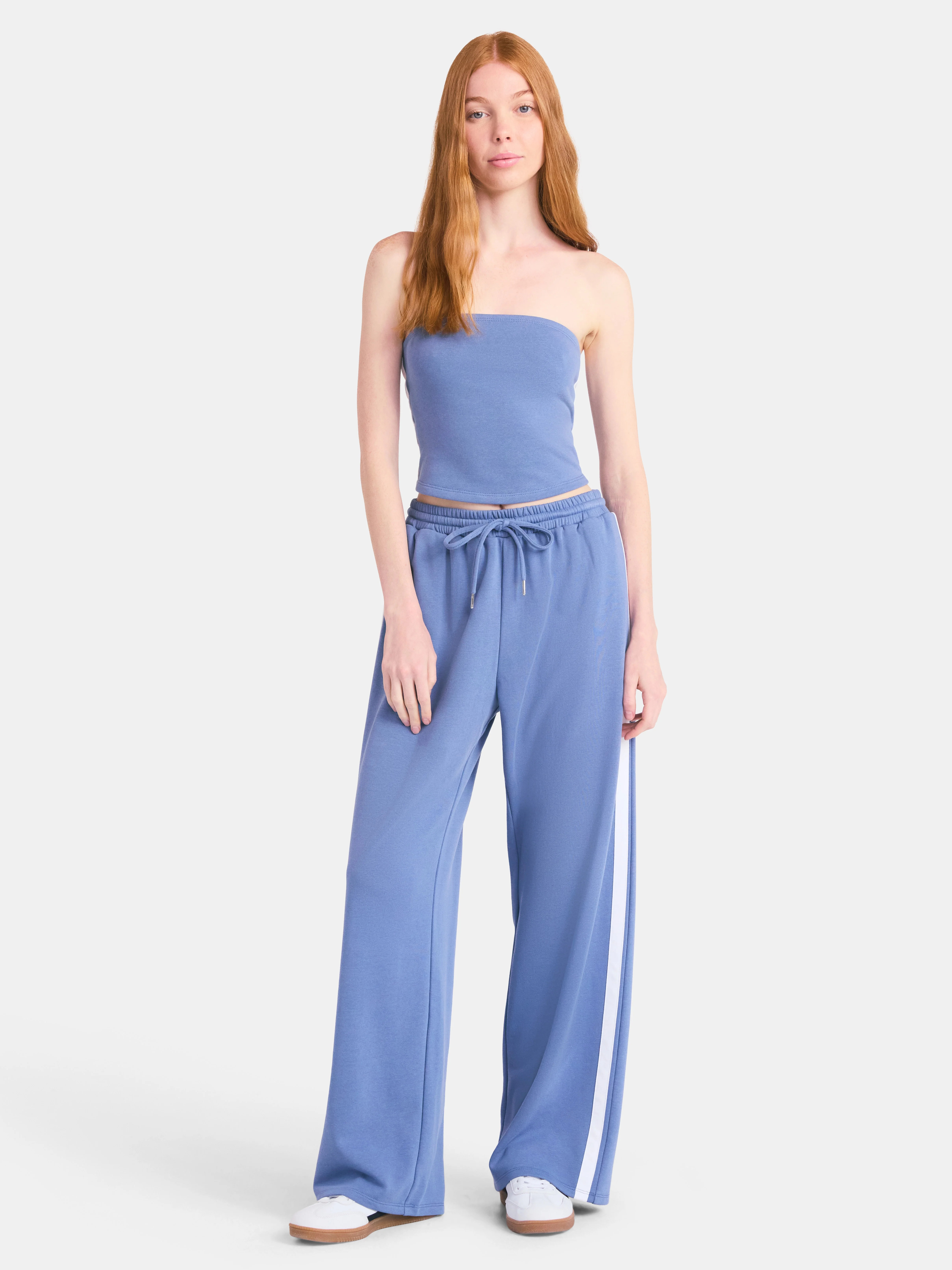 No Boundaries French Terry Tube Top and Pants Set, 2-Piece, Women's | Walmart (US)