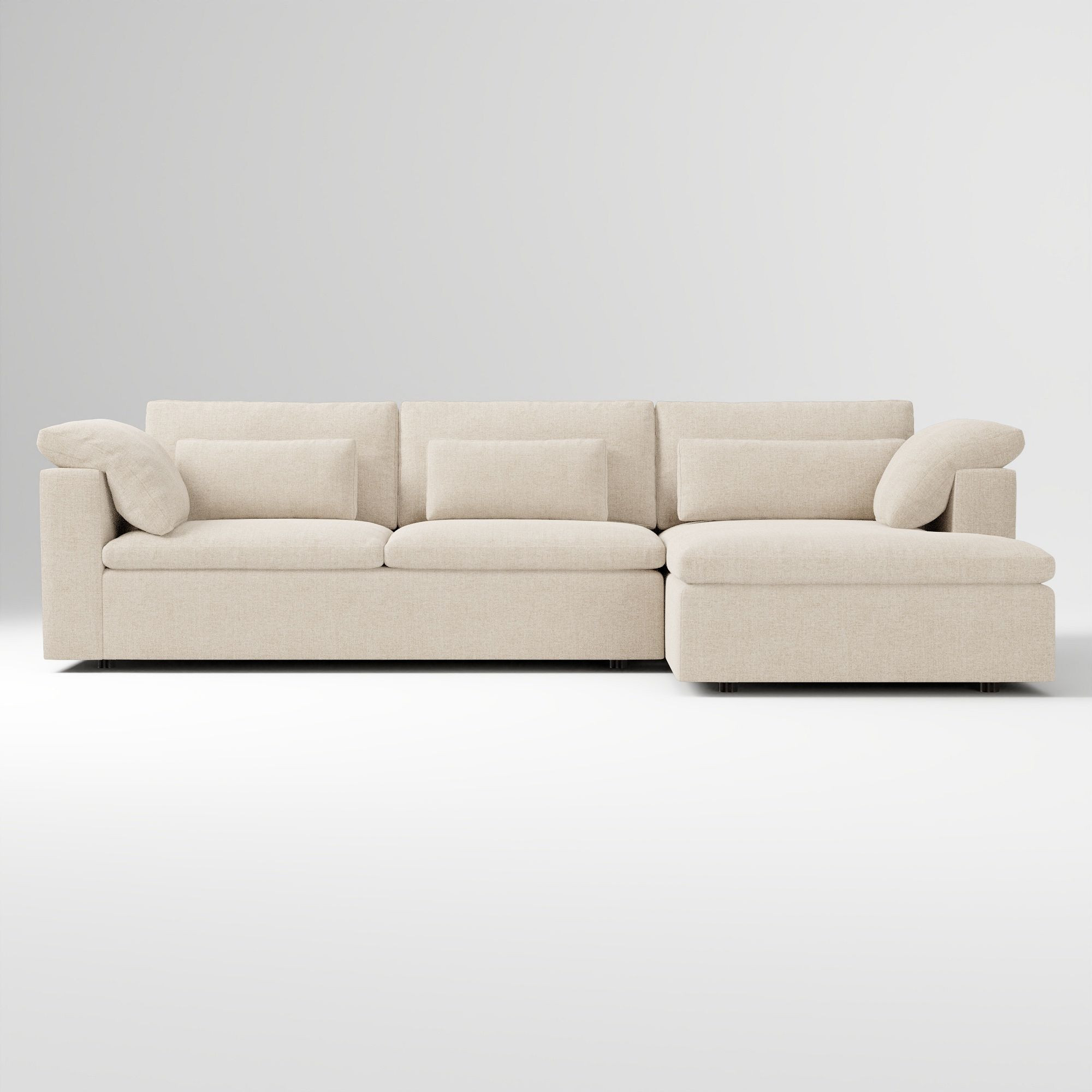 Harmony Modular 122" Right Multi Seat 2-Piece Chaise Sectional, Standard Depth, Performance Distressed Velvet, Sand | West Elm (US)