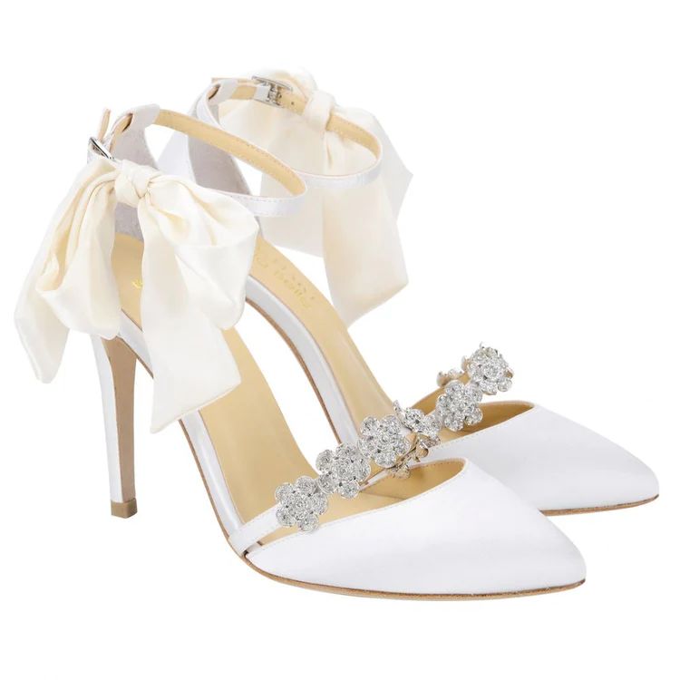 4 in 1 Ivory Crystal Strap Heels with Changeable Ankle Strap | Bella Belle Shoes