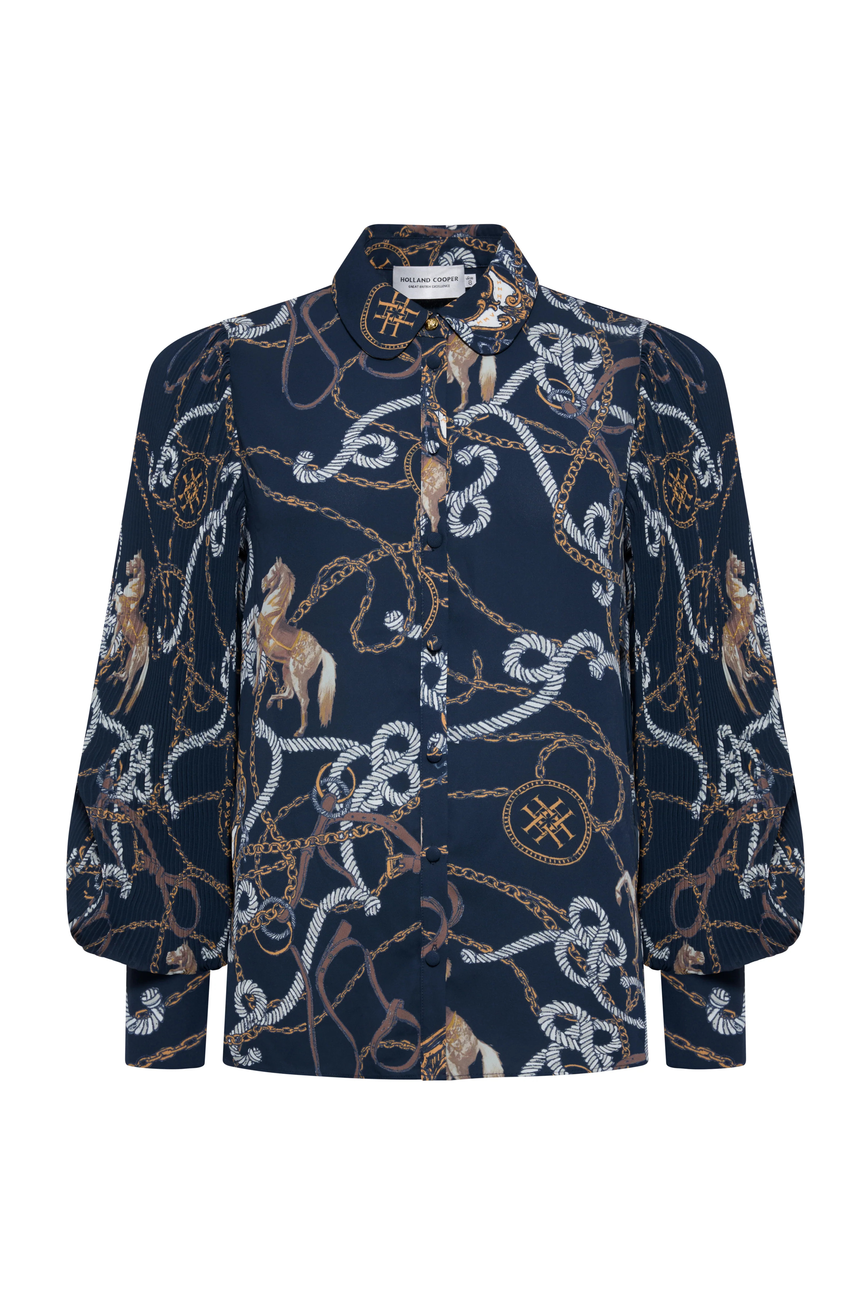 Beau Shirt (Navy Horse Print) | Holland Cooper