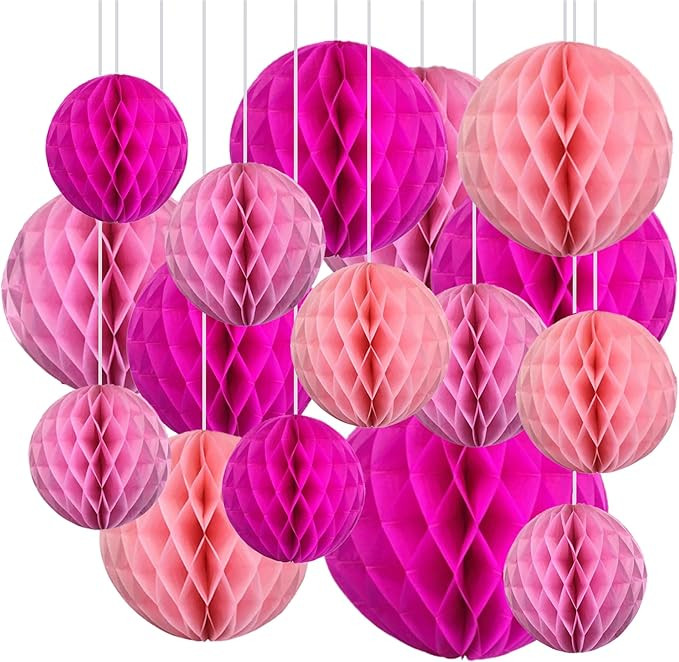 16 Pack Honeycomb Decorations Tissue Paper Balls Party Decorations, Garlands Balloons Poms Birthd... | Amazon (US)