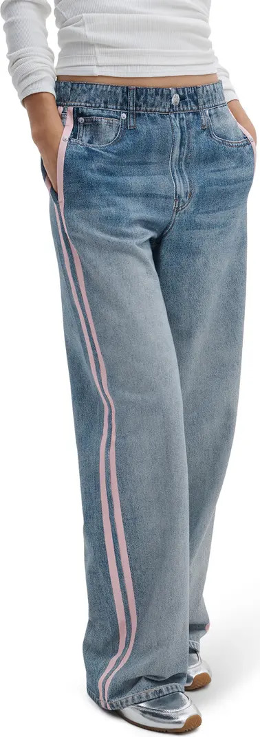 Miramar Side Stripe High Waist Wide Leg Cotton Terry Sweatpant Track Pants | Nordstrom