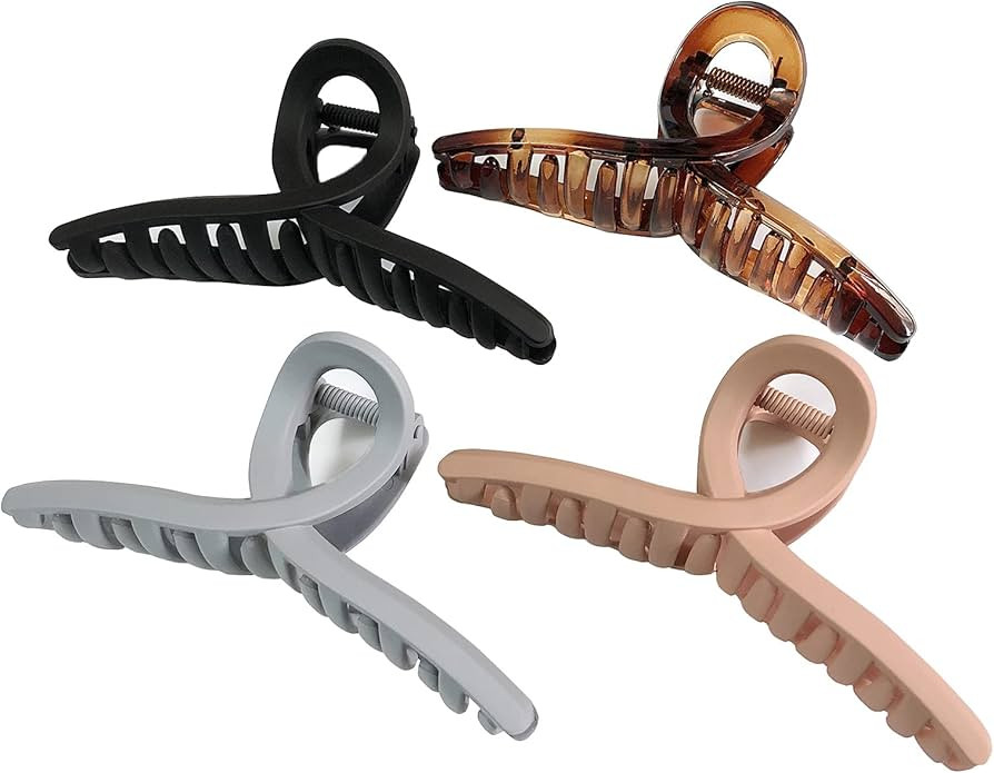Nalodu Hair Claw Clips Large 4.3 Inch No Slip Big Matte Jaw Butterfly Clip Clamp 4 Colors for Thi... | Amazon (US)
