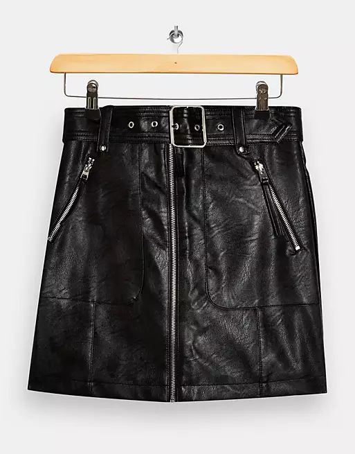 Topshop faux leather biker skirt in black | ASOS (Global)