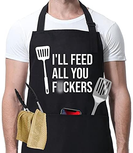 I'll Feed All You - Funny Aprons for Men, Women with 3 Pockets - Fathers Day Gifts, Dad Gifts, Gi... | Amazon (US)