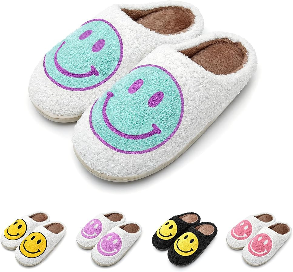 Original Smiley Face Slippers for Women - Preppy Slippers Retro Soft Plush Comfy Slippers for Wom... | Amazon (US)