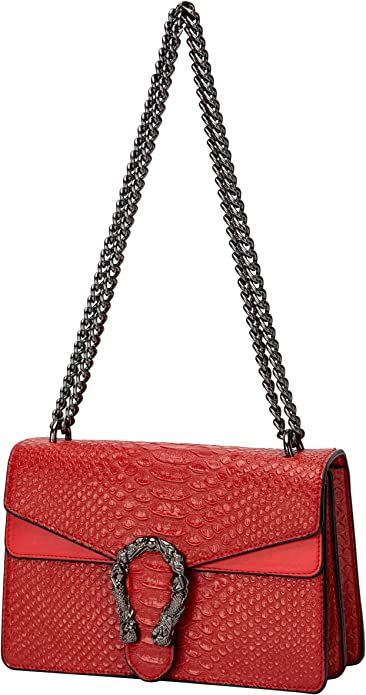 Crossbody Shoulder Evening Bag for Women - Snake Printed Leather Messenger Bag Chain Strap Clutch... | Amazon (US)