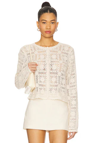 FRAME The Crochet Cardi in Cream from Revolve.com | Revolve Clothing (Global)