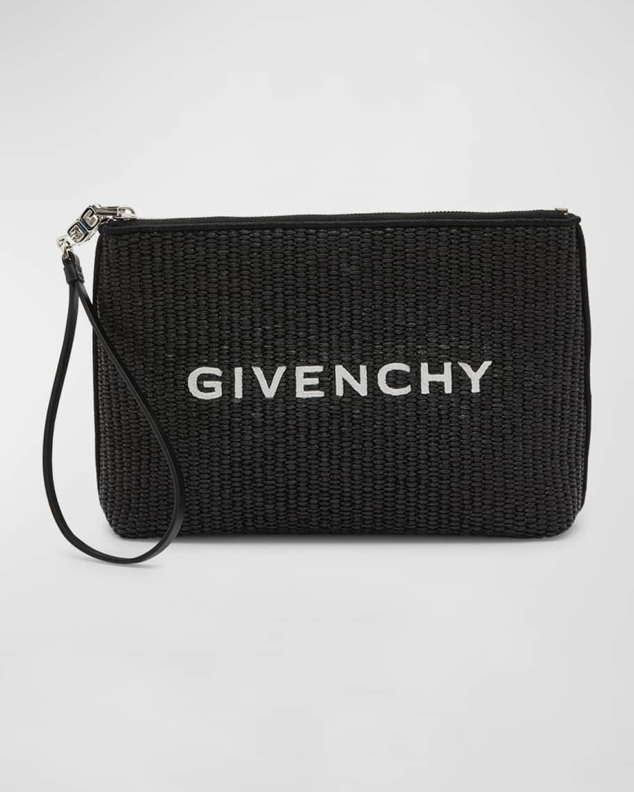 Givenchy Travel Zip Top Pouch in Raffia with Wristlet | Neiman Marcus